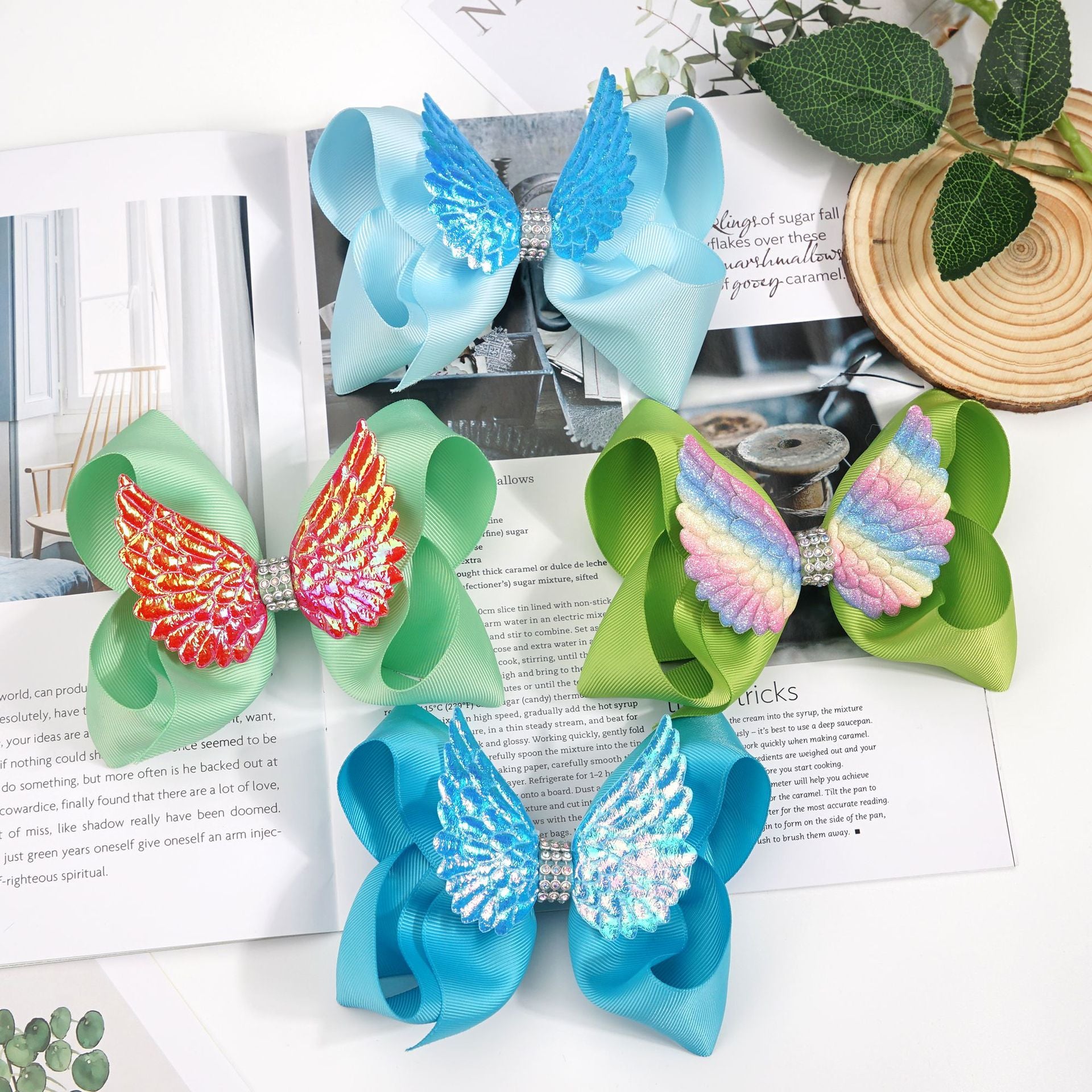 Wholesale Angel Wings Bow Thread With Hair Clips